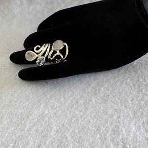 Elegant Moonshine and Aquamarine Swirl Ring